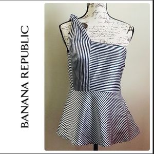 Banana Republic Black and White Striped Blouse